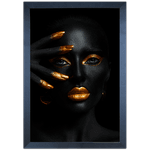 Preto e Dourado 05 - Quadro com Moldura - Preto, Marrom, Rústico ou Branco