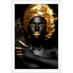 Preto e Dourado 06 - Quadro com Moldura - Preto, Marrom, Rústico ou Branco