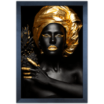 Preto e Dourado 06 - Quadro com Moldura - Preto, Marrom, Rústico ou Branco