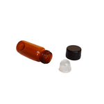FRASCO TUBULAR VIDRO NEUTRO AMBAR 5ML COM TAMPA ROSCA PRETA E BATOQUE