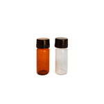 FRASCO TUBULAR VIDRO NEUTRO AMBAR 5ML COM TAMPA ROSCA PRETA E BATOQUE