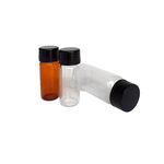 FRASCO TUBULAR VIDRO NEUTRO INCOLOR 15ML COM TAMPA ROSCA PRETA E BATOQUE 