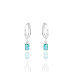 Brinco Argolinha Pingente Retangular Color Prata 925