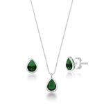 Conjunto Zircônia Gota 8mm Prata 925