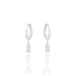 Brinco Argolinha Pingente Retangular Color Prata 925