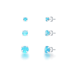 Trio Ponto de Luz Zircônia Azul Prata 925