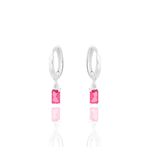 Brinco Argolinha Pingente Retangular Color Prata 925