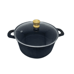 Panela de Ferro fundido Alça Fixa Tampa Vidro 26 cm