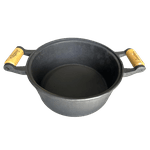 Panela de Ferro Fund Alça Madeira Tampa Vidro 26 cm 