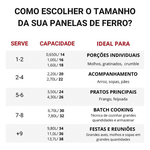 Panela de Ferro Fund Alça Madeira Tampa Vidro 26 cm 