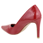 Scarpin Salto Fino Verniz Molhado Vermelho