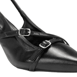 Scarpin Slingback Lais Bico Fino Detalhe Fivela Preto