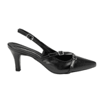 Scarpin Slingback Lais Bico Fino Detalhe Fivela Preto