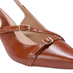 Scarpin Slingback Lais Bico Fino Detalhe Fivela Whisky