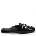MULE LUCCA COURO VERNIZ PRETO