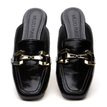 MULE LUCCA COURO VERNIZ PRETO