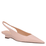 SCARPIN SLINGBACK ANABELA EM COURO BEGE