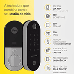 Fechadura Biometrica Digital Wifi - YALE LIA Com HUB - PRETA COM INOX