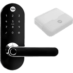 Fechadura Biometrica Digital Wifi - YALE Com HUB - COM MAÇANETA PRETA