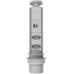 Torre De Tomada Preto 2 Usb Tipo C + A Turbo + 2 Elétrica 16A Cor Cinza