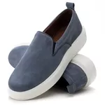 5511 Sapato Slip On Milao Camurça Azul Claro
