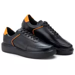 5512 Sapato Masculino Casual Milao Comfot Preto Laranja