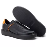 5512 Sapato Masculino Casual Milao Comfot Preto Laranja