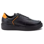 5512 Sapato Masculino Casual Milao Comfot Preto Laranja