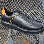 5512 Sapato Masculino Casual Milao Comfot Preto Laranja