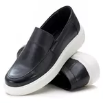 5513 Slip On Masculino Em Couro Milao Preto