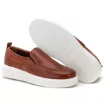 5514 Sapato Masculino Em Couro Slip On Milao Castor