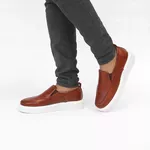 5514 Sapato Masculino Em Couro Slip On Milao Castor