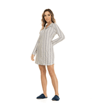 CHEMISE MANGA LONGA FLORAL LISTRA TECIDO DELICATE - CINZA