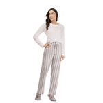 PIJAMA LONGO ALGODÃO LISTRADO OFF-WHITE E CINZA - OFF-WHITE