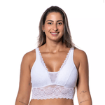TOP EM RENDA SEM ARO COM BOJO MACIO E ALONGADO - BRANCO