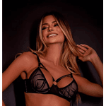 SUTIÃ SEXY STRAPPY EM TULE SEM BOJO E COM ARO - PRETO