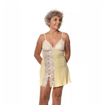 CAMISOLA MALHA COM RENDA ESTAMPA VICHY AMARELA - XADREZ