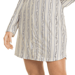 CHEMISE MANGA LONGA FLORAL LISTRA TECIDO DELICATE - CINZA