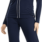 PIJAMA LONGO ABERTO VISCOLYCRA AZUL MARINHO - MARINHO