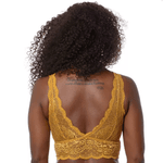 TOP EM RENDA SEM ARO COM BOJO MACIO E ALONGADPO - MOSTARDA