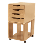 Gaveteiro De Mesa Easy Box 4 Gavetas Madeira com Base - Natural