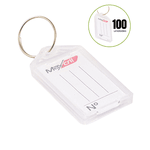 Kit 100 Chaveiro de Plástico Branco com Abertura e Etiqueta Pautada para Identificação
