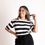 Blusa Listrada Cris Branco/preto