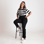 Blusa Listrada Cris Branco/preto