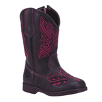 BOTA TEXANA FEMININA INFANTIL PRETA BORDADO LASER 