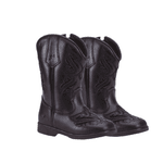 BOTA TEXANA FEMININA INFANTIL PRETA BORDADO LASER 