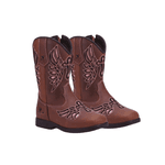 BOTA TEXANA FEMININA INFANTIL CARAMELO BORDADO LASER 