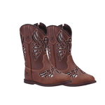 BOTA TEXANA FEMININA INFANTIL CARAMELO BORDADO LASER 