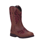 BOTA TEXANA FEMININA INFANTIL CARAMELO BORDADO LASER