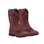 BOTA TEXANA FEMININA INFANTIL CARAMELO BORDADO LASER